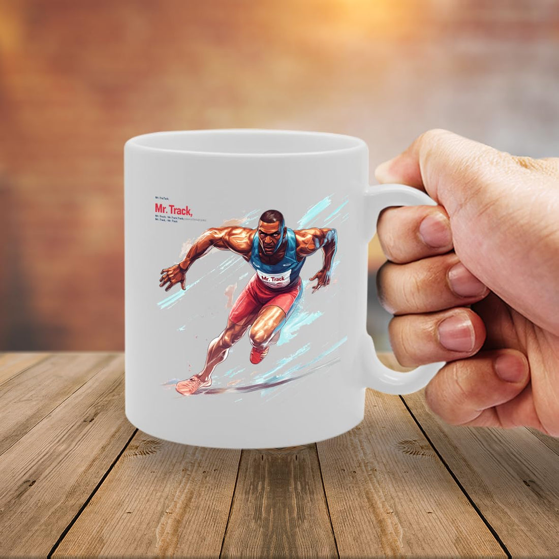 11Oz Ceramic  Featuring Popular Sports Designs From Around The World – Ideal For Sports Fans And Enthusiasts (Track Runner Mg6579 ) - Funny Printed Coffee Mug - Great Gift Idea
