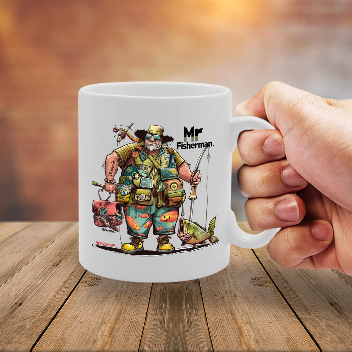 Mr Fisherman  - For Fishermen, Anglers, Fishing Enthusiasts, Durable Ceramic, Dishwasher Safe, Premium Print Mg6070 - Funny Printed Coffee Mug - Great Gift Idea