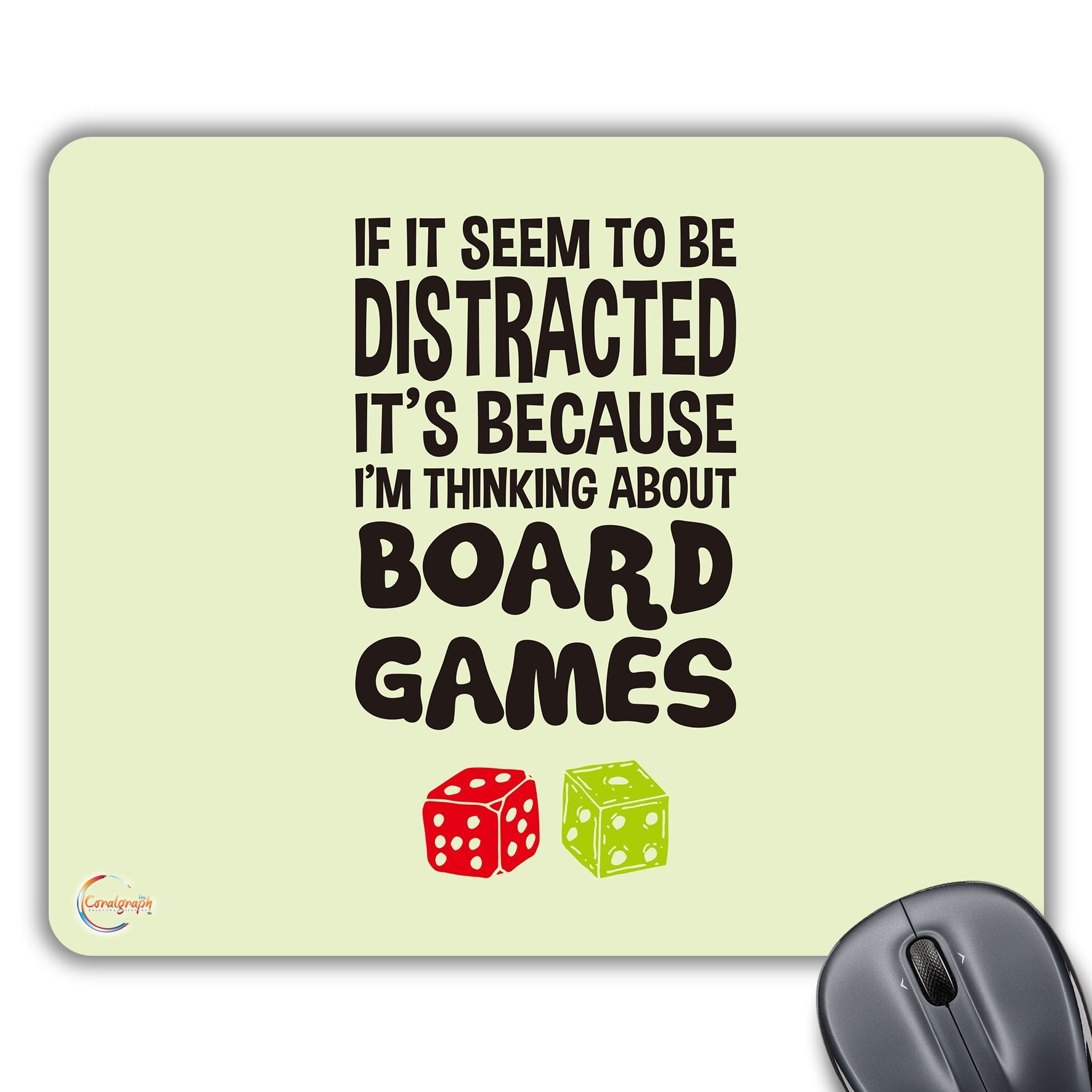 CP491 If It Seem to Be Distracted It's Because I'm Thinking About Board Games Novelty Gift Printed PC Laptop Computer Mouse Mat Pad