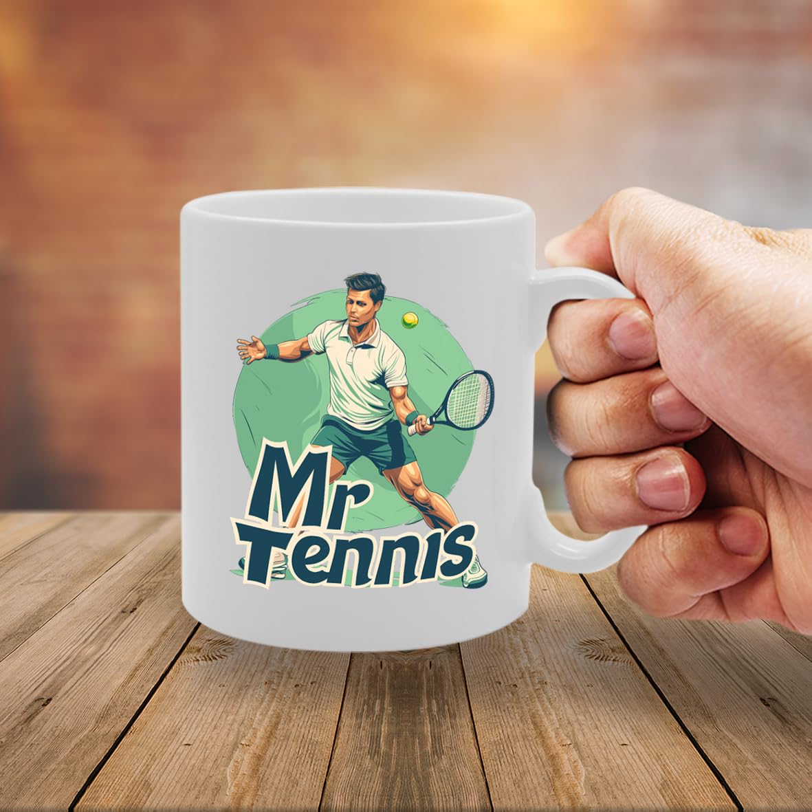 Mr Tennis  - Ideal For Tennis Players And Fans, 11Oz Ceramic Coffee  For Court Enthusiasts And Sports Lovers Mg5933 - Funny Printed Coffee Mug - Great Gift Idea