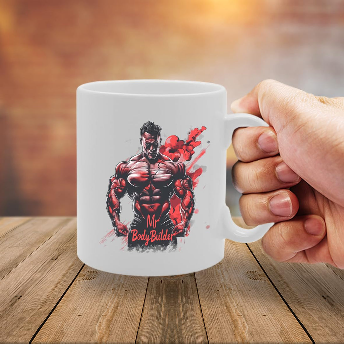 Mr Body Builder  - Ideal For Fitness Enthusiasts And Gym Lovers, 11Oz Ceramic Coffee  For Bodybuilders And Strength Trainers Mg5932 - Funny Printed Coffee Mug - Great Gift Idea