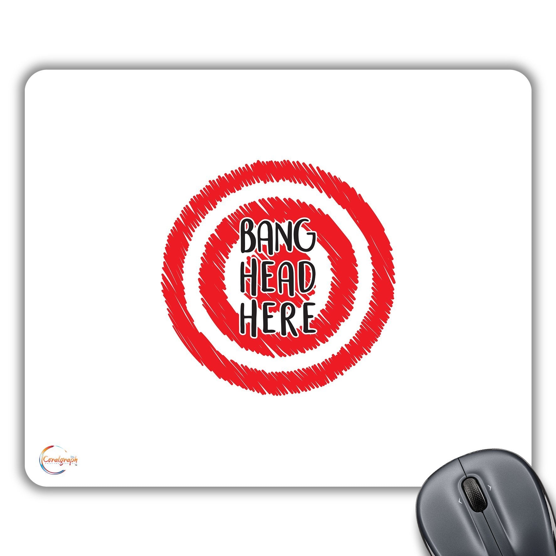 CP219 Bang Head Here Novelty Gift Printed PC Laptop Computer Mouse Mat Pad
