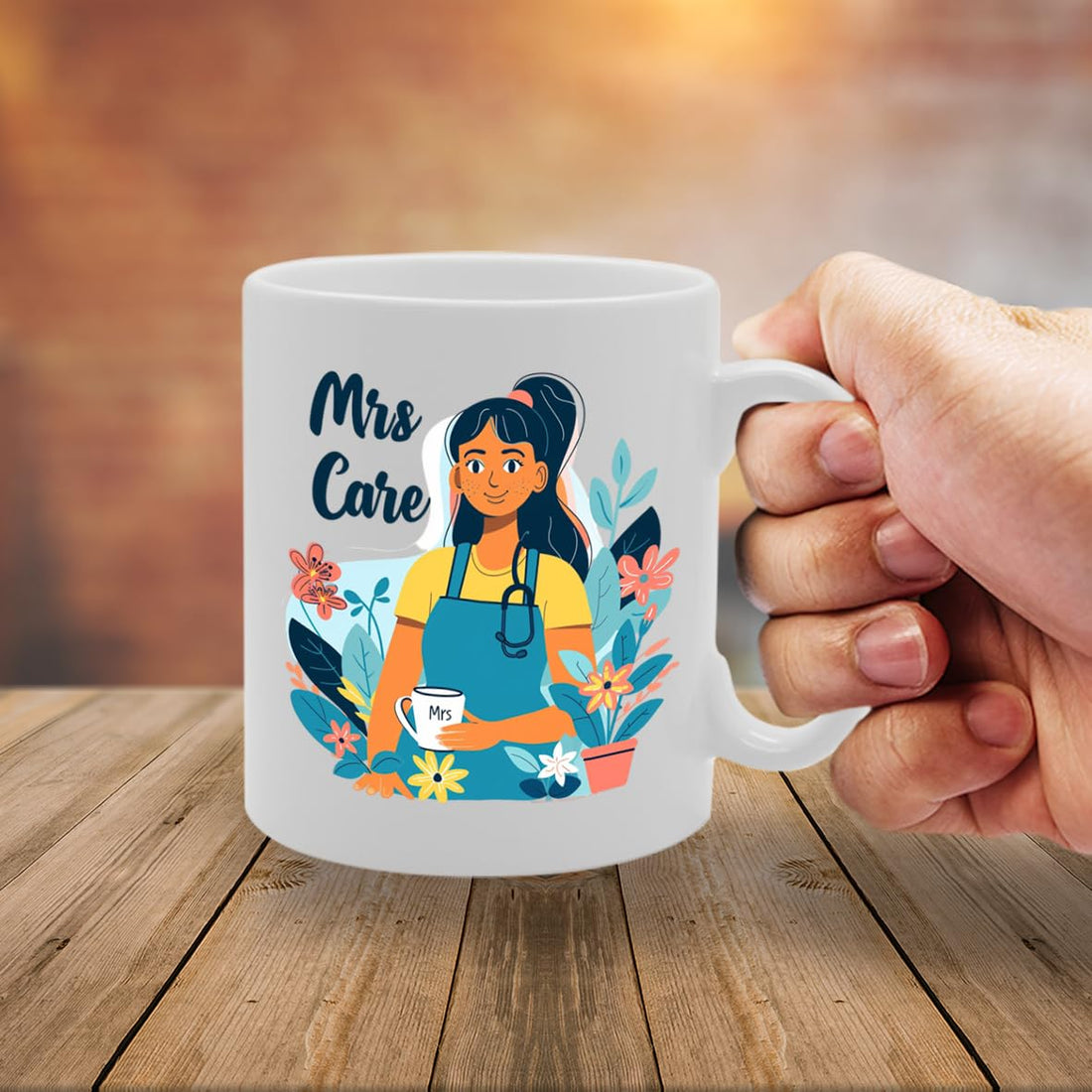 Mrs Care  - Ideal For Care Workers And Healthcare Professionals, 11Oz Ceramic Coffee  For Caregivers And Compassionate Workers Mg5970 - Funny Printed Coffee Mug - Great Gift Idea