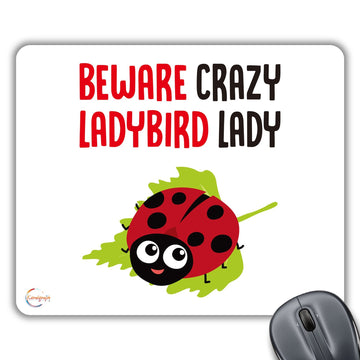 CP551 Beware Crazy Ladybird Lady Novelty Gift Printed PC Laptop Computer Mouse Mat Pad