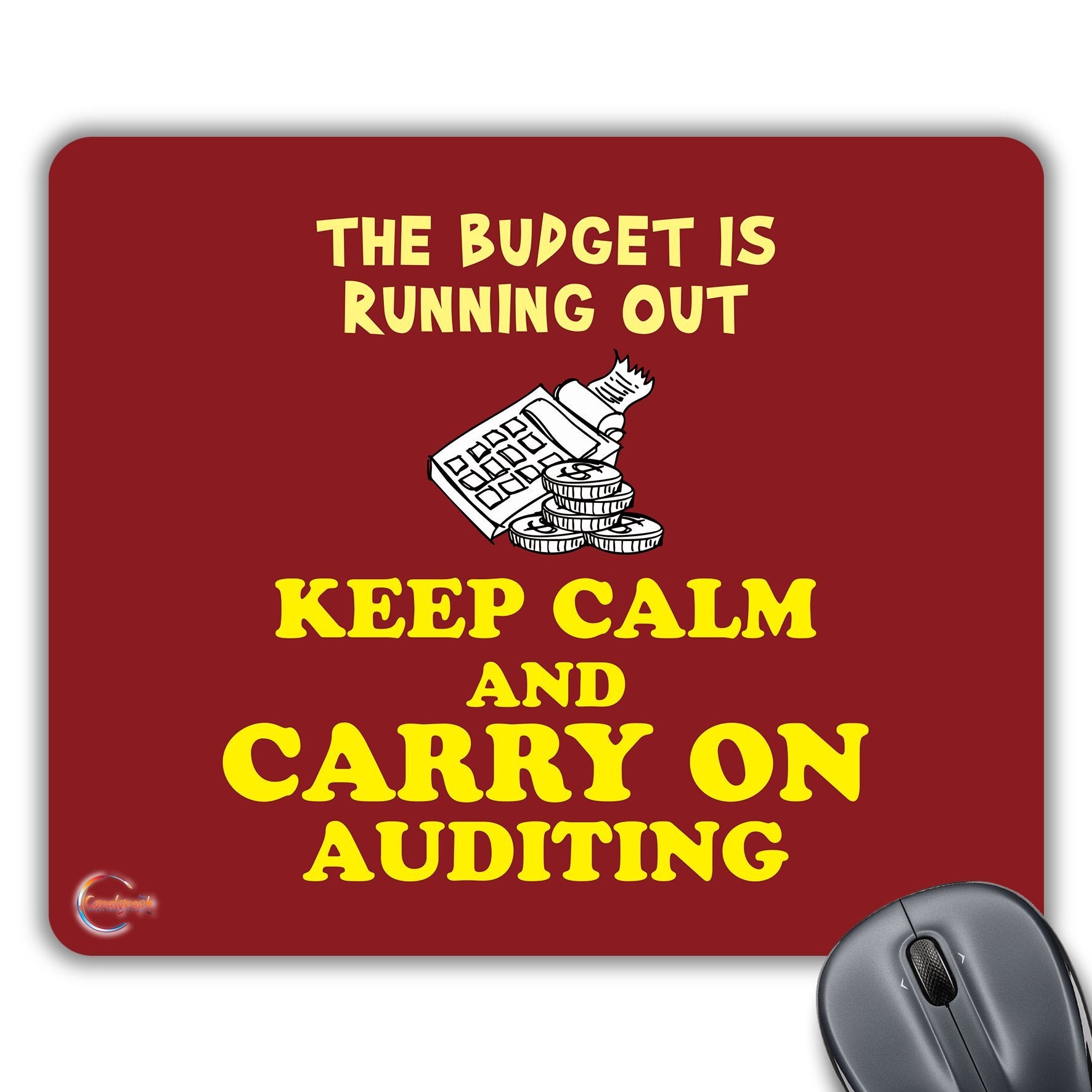 CP496 The Budget is Running Out Keep Calm and Carry ON Auditing Novelty Gift Printed PC Laptop Computer Mouse Mat Pad