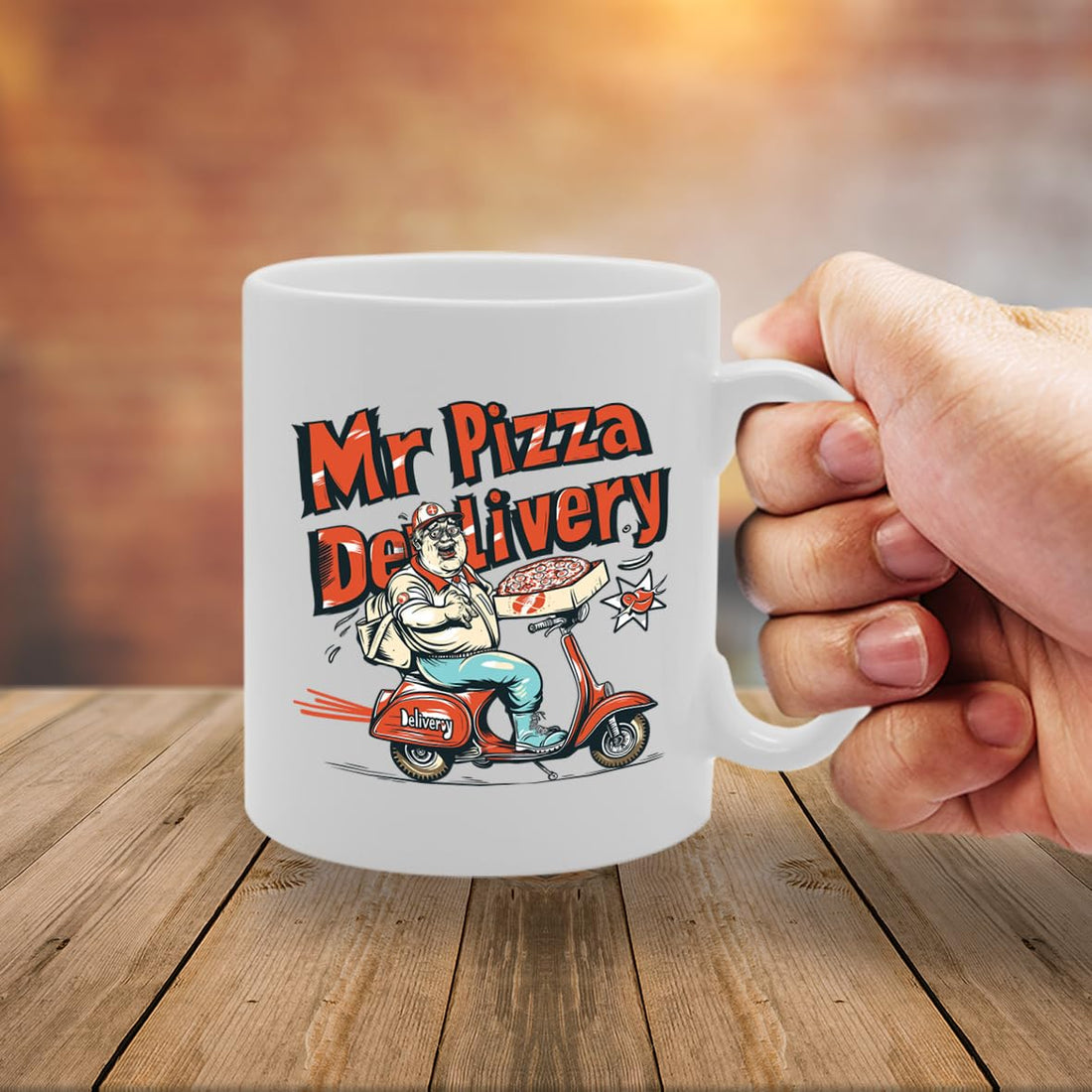 Mr Pizza Delivery Ceramic  - Ideal For Pizza Delivery Drivers, Food Service Workers, And Pizza Lovers - 11Oz Coffee  With Fun Design Mg6274 - Funny Printed Coffee Mug - Great Gift Idea