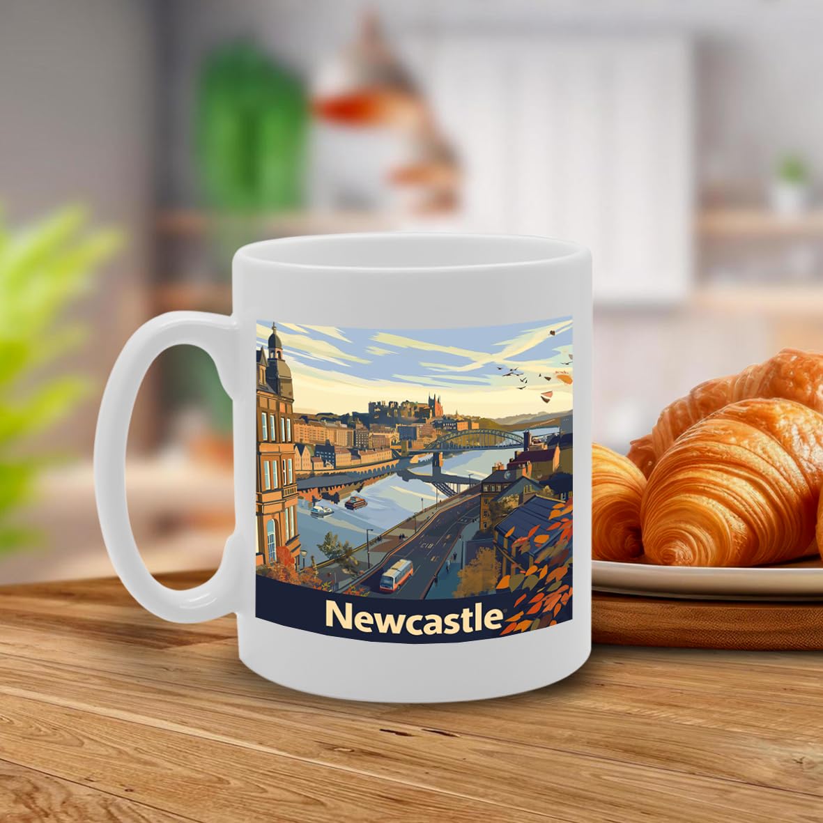 Printed Coffee Ceramic  Featuring Cities And Landmarks In United Kingdom (Newcastle) - Funny Printed Coffee Mug - Great Gift Idea
