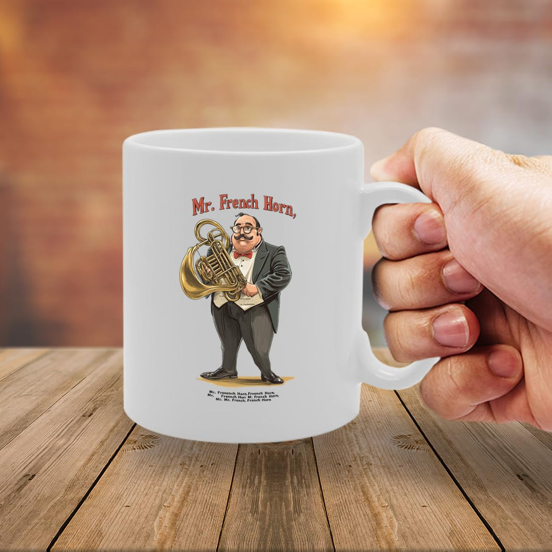 11Oz Ceramic  Mg6558 Featuring Mr French Horn – For French Horn Players And Music Lovers - Funny Printed Coffee Mug - Great Gift Idea