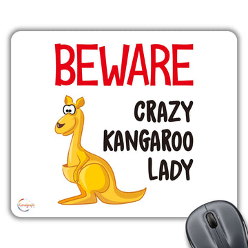 CP554 Beware Crazy Kangaroo Lady Novelty Gift Printed PC Laptop Computer Mouse Mat Pad
