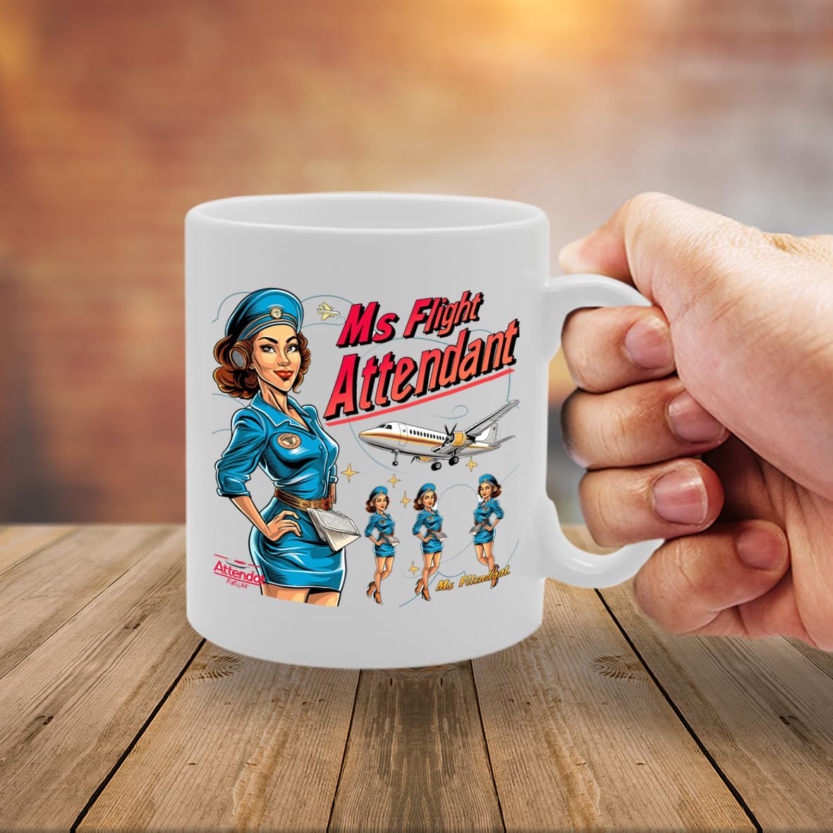 Ms Flight Attendant Ceramic  - Ideal For Flight Attendants, Aviation Enthusiasts, And Travel Lovers - 11Oz Coffee  With Elegant Design Mg6293 - Funny Printed Coffee Mug - Great Gift Idea