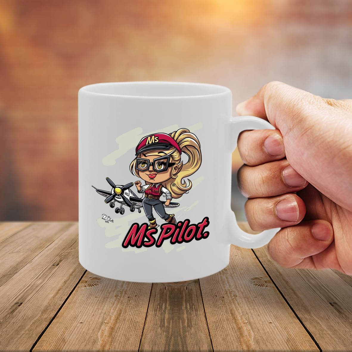 Ms Pilot Ceramic  - Ideal For Female Pilots, Aviation Enthusiasts, And Flight Professionals - 11Oz Coffee  With Empowering Design Mg6286 - Funny Printed Coffee Mug - Great Gift Idea