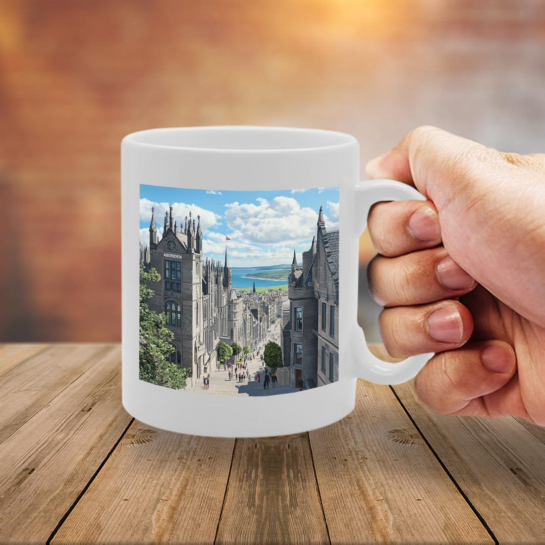Printed Coffee Ceramic  Featuring Cities And Landmarks In United Kingdom (Aberdeen) - Funny Printed Coffee Mug - Great Gift Idea