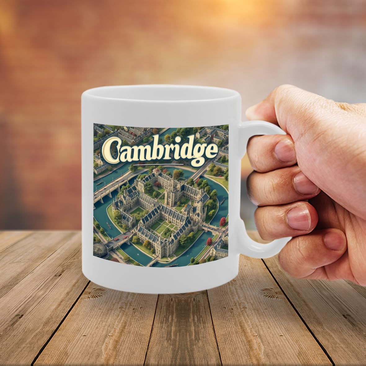 Printed Coffee Ceramic  Featuring Cities And Landmarks In United Kingdom (Cambridge) - Funny Printed Coffee Mug - Great Gift Idea