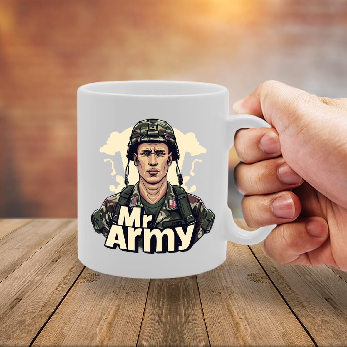 Mr Army  - Ideal For Soldiers And Military Enthusiasts, 11Oz Ceramic Coffee  For Veterans And Service Members Mg5949 - Funny Printed Coffee Mug - Great Gift Idea