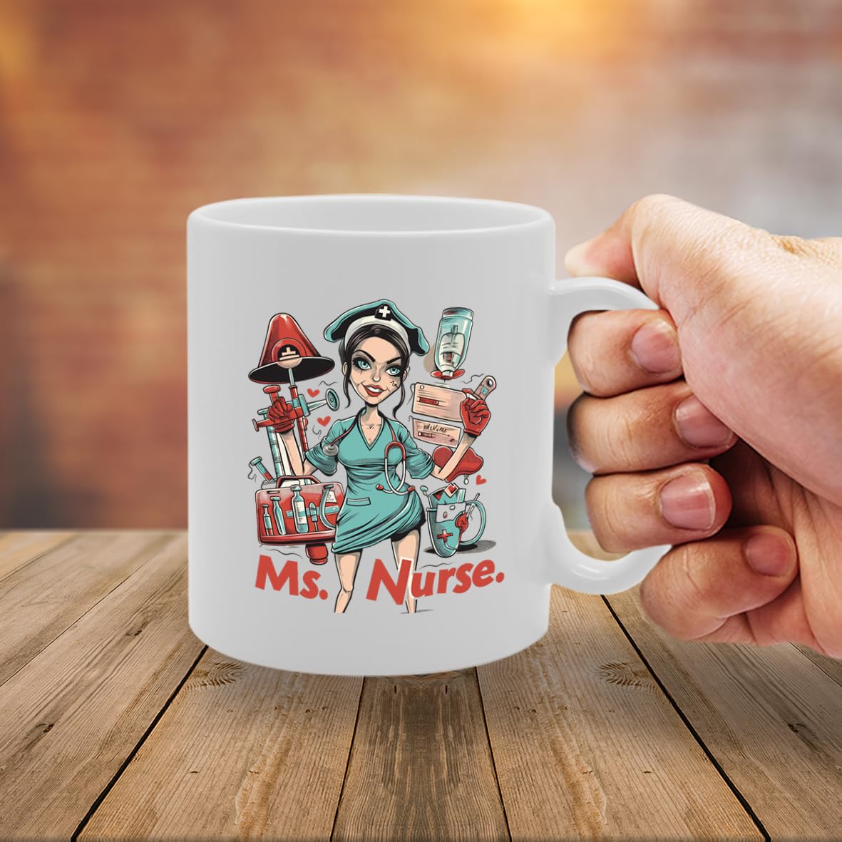 Ms Nurse Ceramic  - Ideal For Nurses, Healthcare Workers, And Medical Professionals - 11Oz Coffee  With Caring Design Mg6289 - Funny Printed Coffee Mug - Great Gift Idea