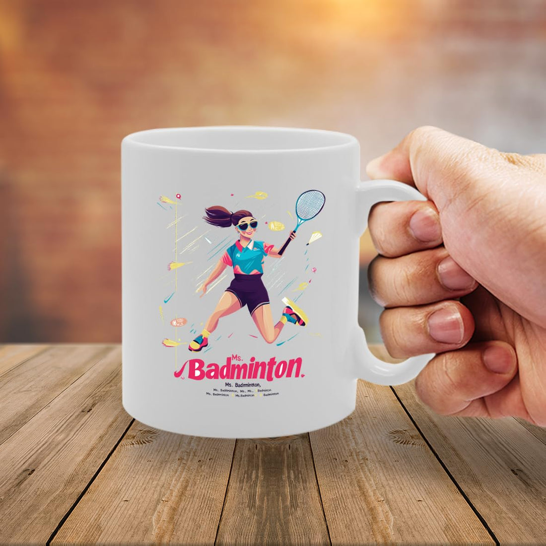 11Oz Ceramic  Featuring Popular Sports Designs From Around The World – Ideal For Sports Fans And Enthusiasts (Badminton Mg6589 ) - Funny Printed Coffee Mug - Great Gift Idea