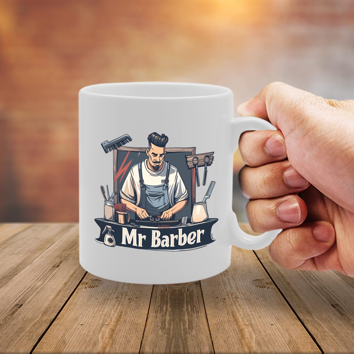 Mr Barber  - Ideal For Barbers And Grooming Professionals, 11Oz Ceramic Coffee  For Hair Stylists And Shaving Enthusiasts Mg5945 - Funny Printed Coffee Mug - Great Gift Idea