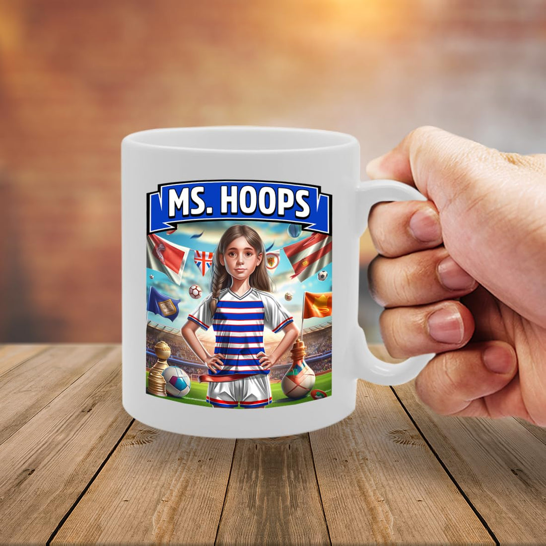 Football Fan Ceramic  - Perfect   For Soccer Lovers, Ladies & Girls - Printed Cup For Footie Enthusiasts (Hoops) - Funny Printed Coffee Mug - Great Gift Idea