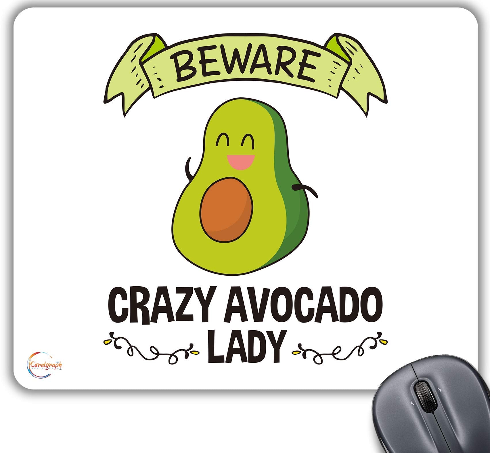 CP599 Beware Crazy Avocado Lady Novelty Gift Printed PC Laptop Computer Mouse Mat Pad