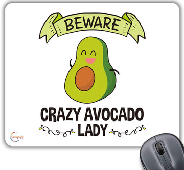 CP599 Beware Crazy Avocado Lady Novelty Gift Printed PC Laptop Computer Mouse Mat Pad