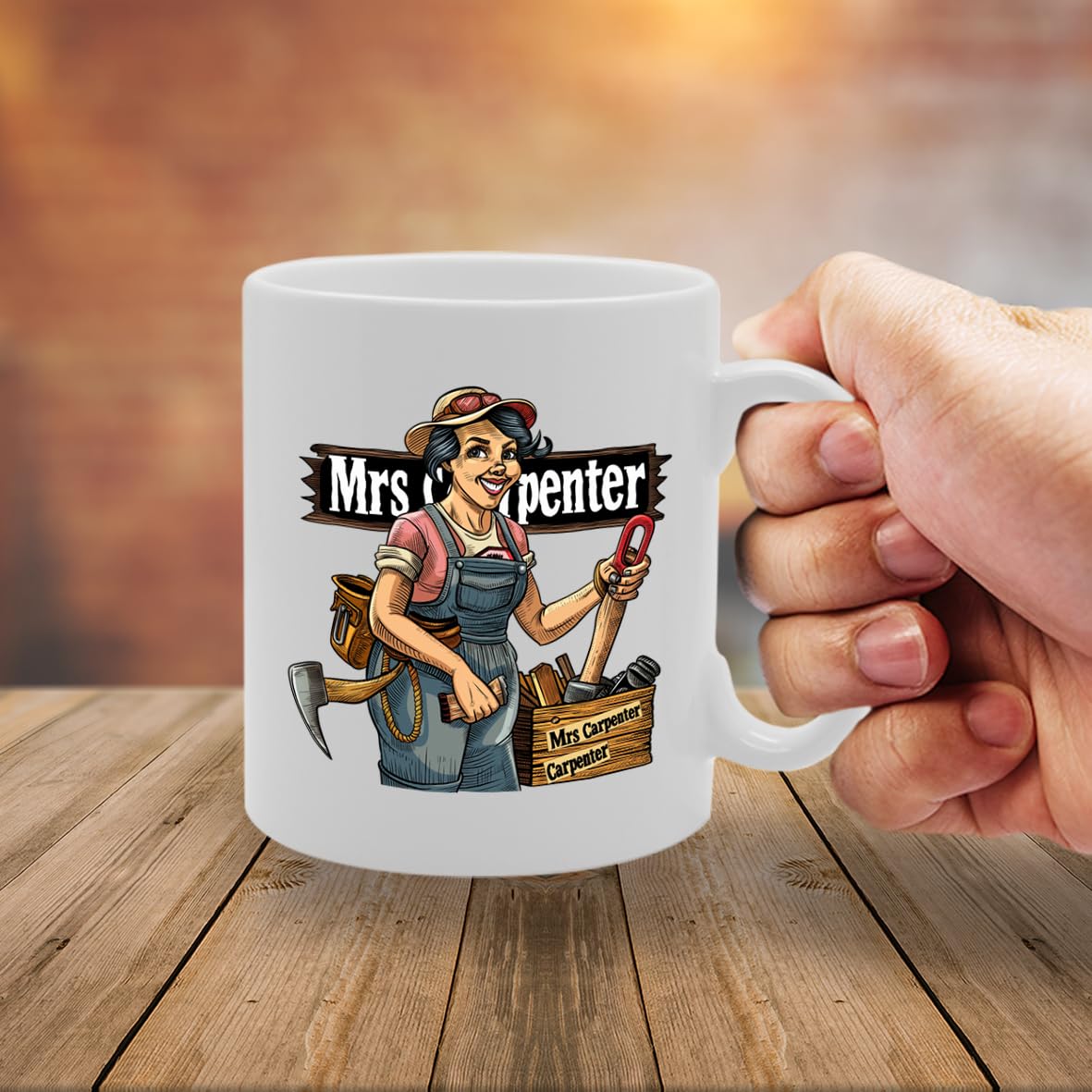 Mrs Carpenter  - For Female Carpenters, Woodworkers, Diy Enthusiasts, Durable Ceramic, Dishwasher Safe, Premium Print Mg6095 - Funny Printed Coffee Mug - Great Gift Idea