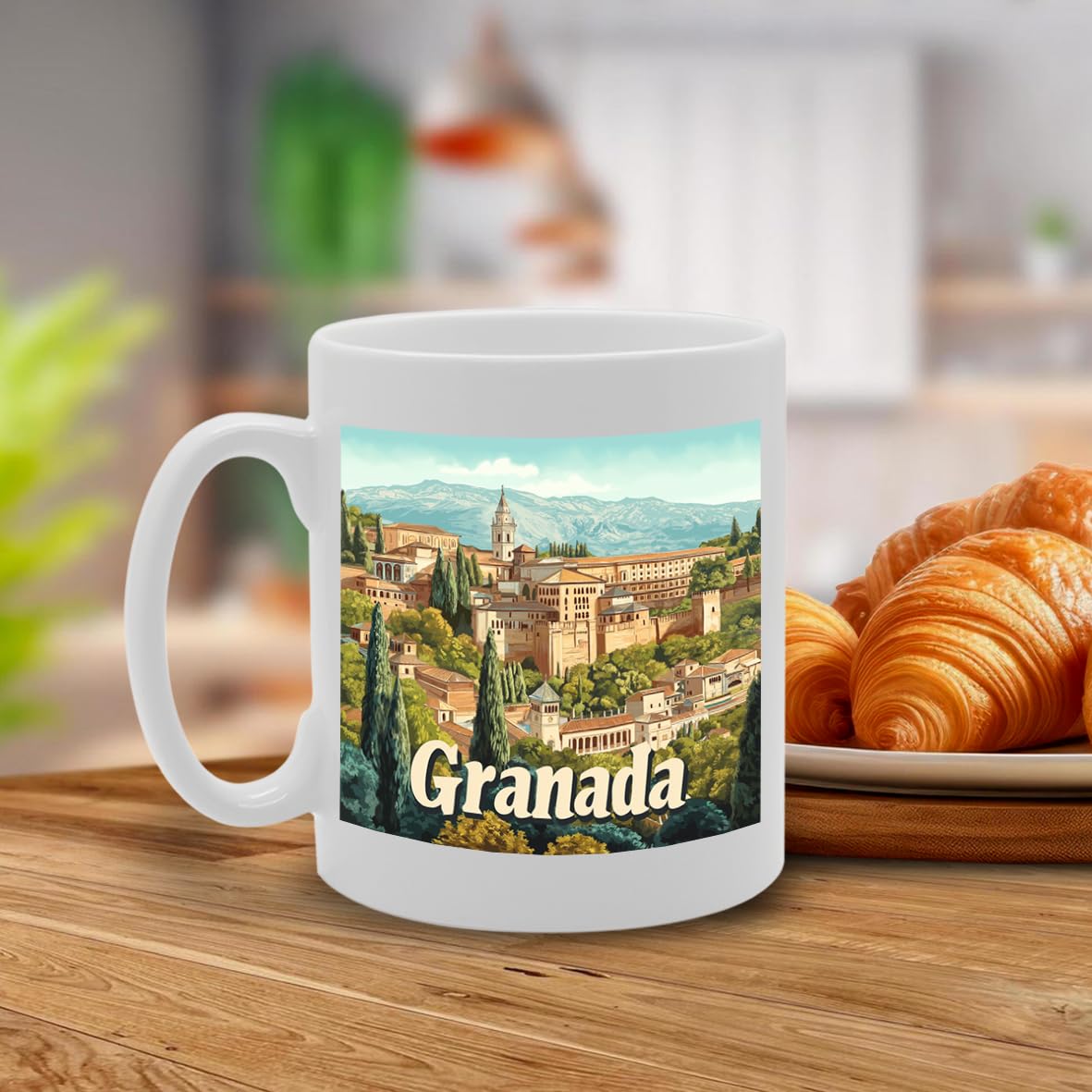 11Oz Dishwasher-Safe Ceramic  Featuring Popular Cities & Capitals From Europe And Around The World (Granada) - Funny Printed Coffee Mug - Great Gift Idea