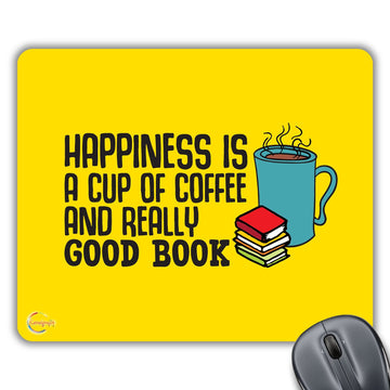 CP334 Happiness is A Cup of Coffee and Really Good Book Novelty Gift Printed PC Laptop Computer Mouse Mat Pad