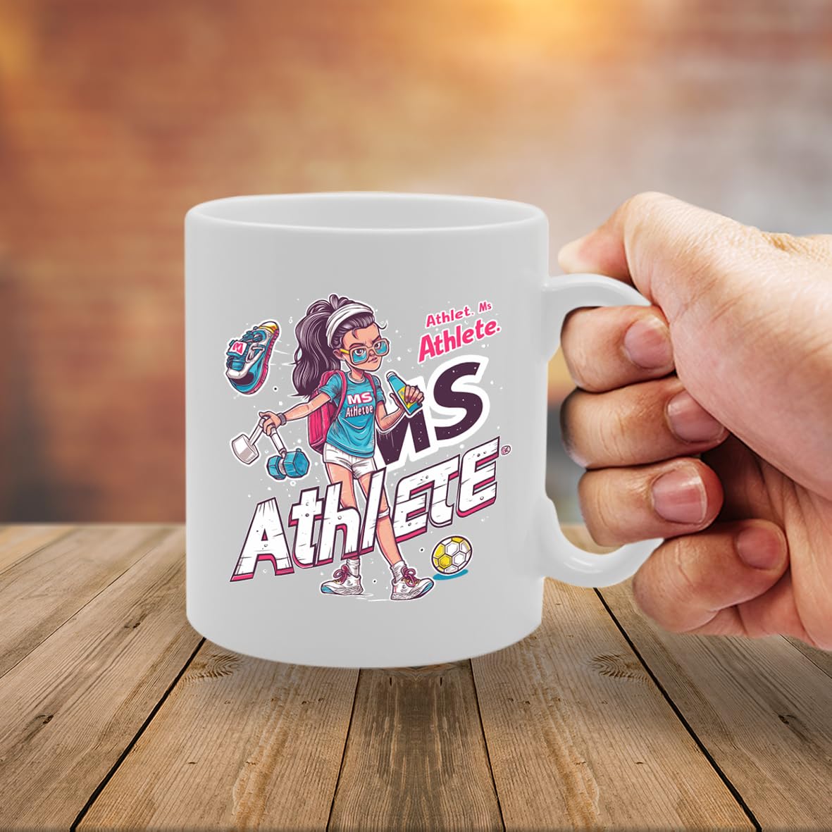 Ms Athlete Ceramic  - Ideal For Female Athletes, Sports Enthusiasts, And Fitness Lovers - 11Oz Coffee  With Motivational Design Mg6269 - Funny Printed Coffee Mug - Great Gift Idea