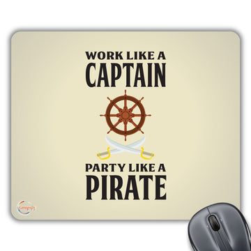 CP182 Work Like Captain Party Like Pirate Novelty Gift Printed PC Laptop Computer Mouse Mat Pad