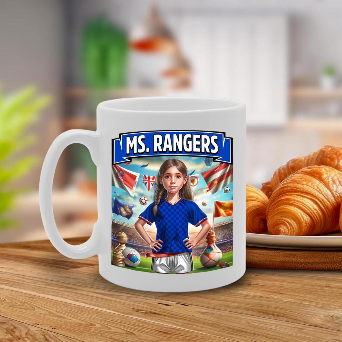 Football Fan Ceramic  - Perfect   For Soccer Lovers, Ladies & Girls - Printed Cup For Footie Enthusiasts (Rangers) - Funny Printed Coffee Mug - Great Gift Idea