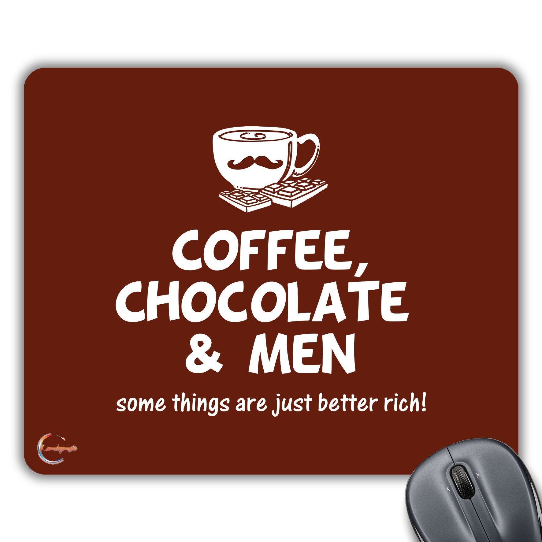 CP356 Coffee Chocolate & Men Novelty Gift Printed PC Laptop Computer Mouse Mat Pad