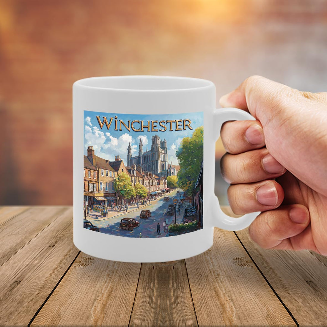 Printed Coffee Ceramic  Featuring Cities And Landmarks In United Kingdom (Whester) - Funny Printed Coffee Mug - Great Gift Idea