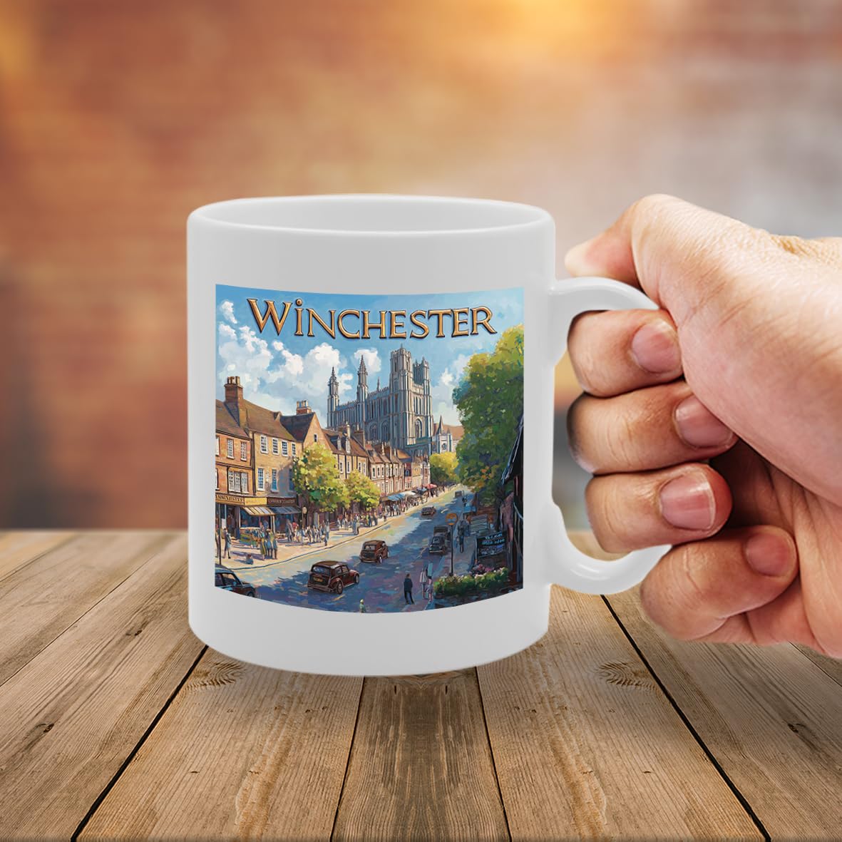 Printed Coffee Ceramic  Featuring Cities And Landmarks In United Kingdom (Whester) - Funny Printed Coffee Mug - Great Gift Idea