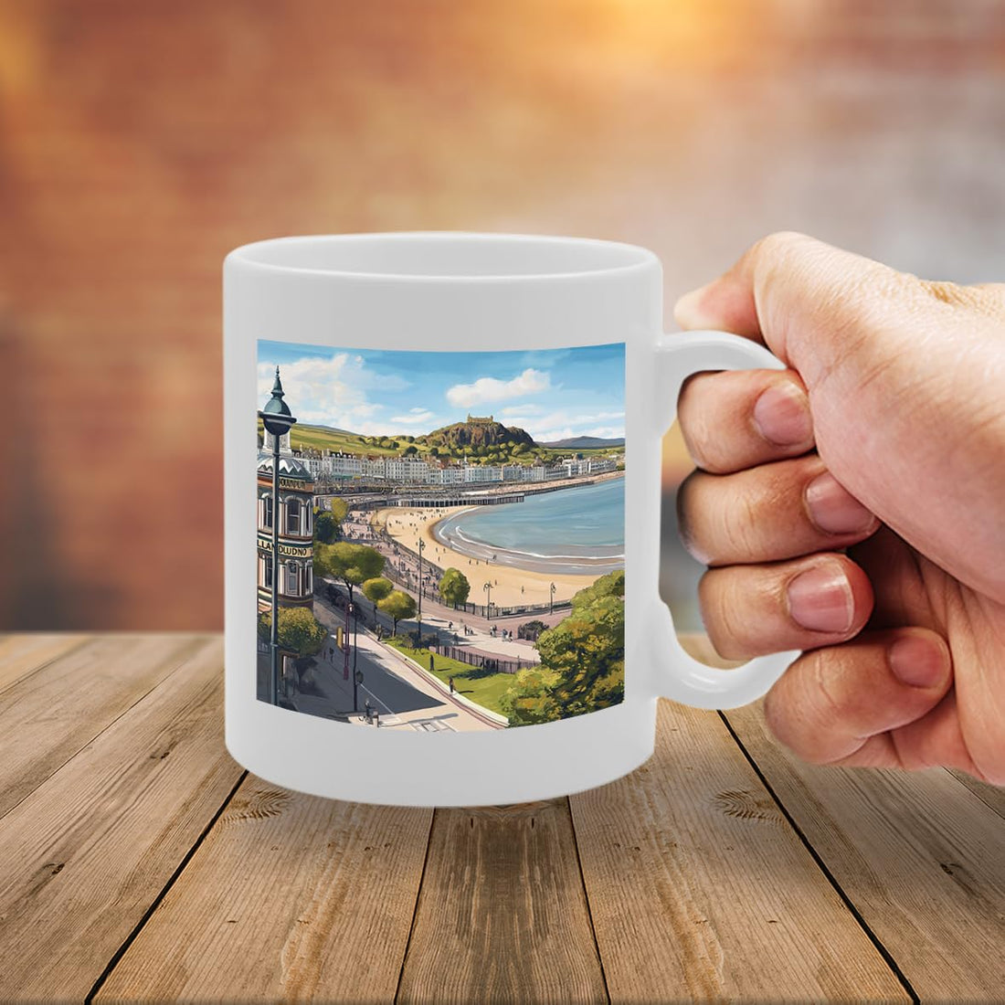 Printed Coffee Ceramic  Featuring Cities And Landmarks In United Kingdom (Llandudno) - Funny Printed Coffee Mug - Great Gift Idea