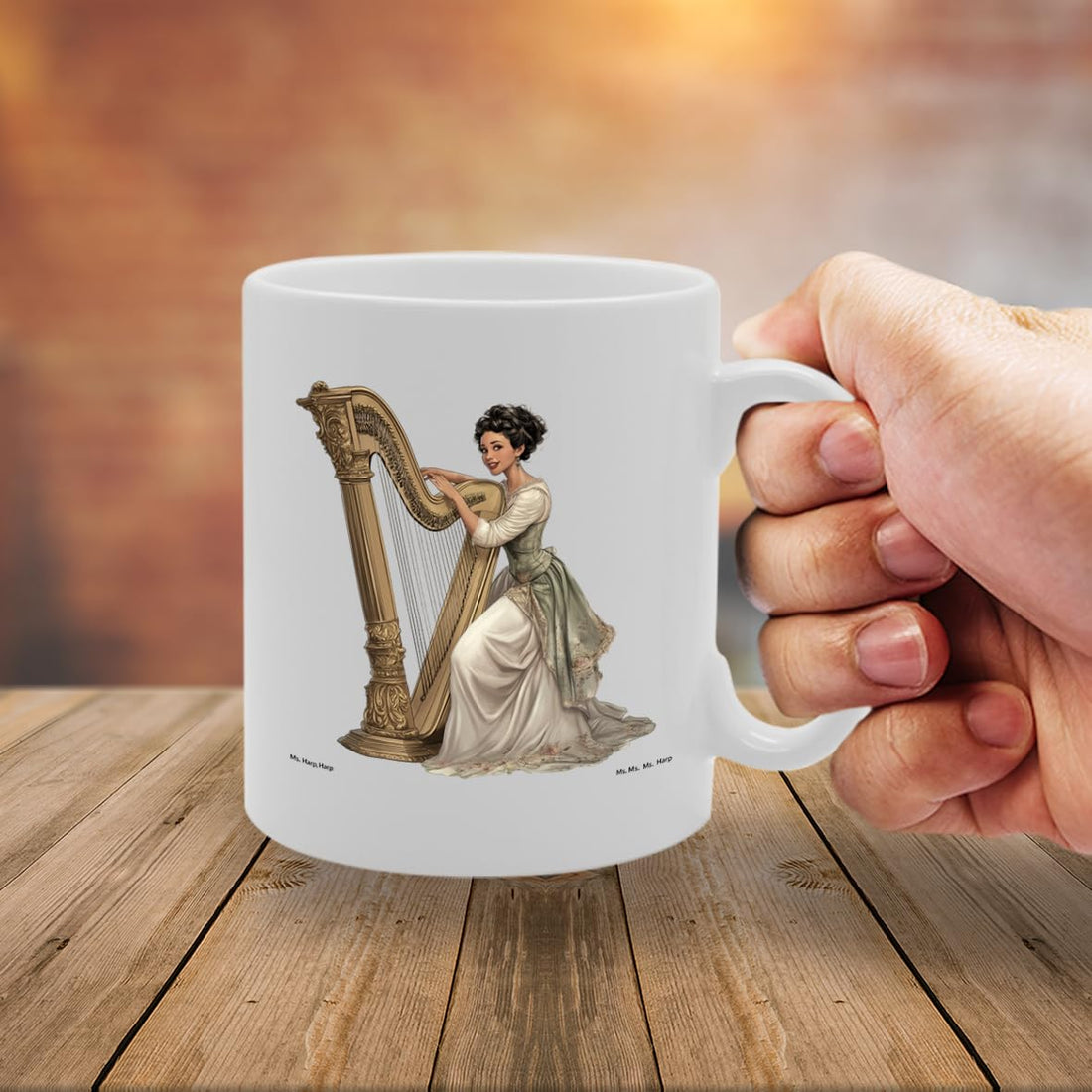 11Oz Ceramic  Featuring Harp Mg6593 –  For Musicians And Music Lovers - Funny Printed Coffee Mug - Great Gift Idea