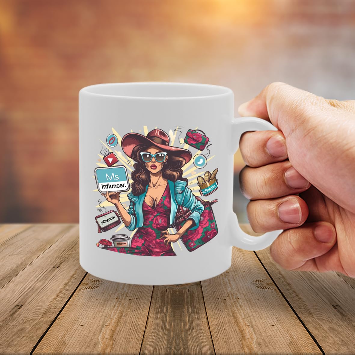 Ms Influencer  - Ideal For Social Media Stars And Digital Content Creators, 11Oz Ceramic Coffee  For Influencers And Trendsetters Mg5999 - Funny Printed Coffee Mug - Great Gift Idea