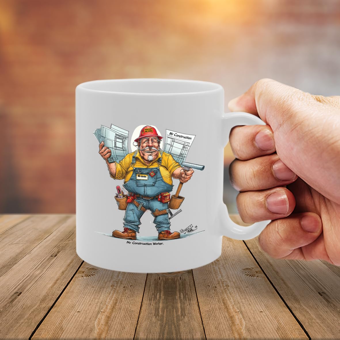 Mr Construction Souvenir  – Depicting A Dedicated Construction Worker In Action – Memory Keepsake For Building And Construction Enthusiasts – Mr Construction Memorabilia Mg6258 - Funny Printed Coffee Mug - Great Gift Idea
