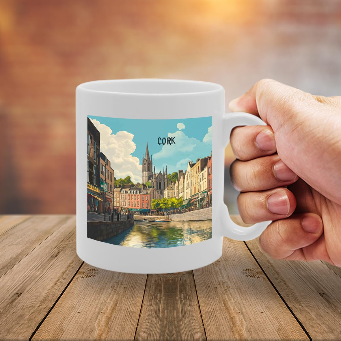 Printed Coffee Ceramic  Featuring Cities And Landmarks In United Kingdom (Cork) - Funny Printed Coffee Mug - Great Gift Idea