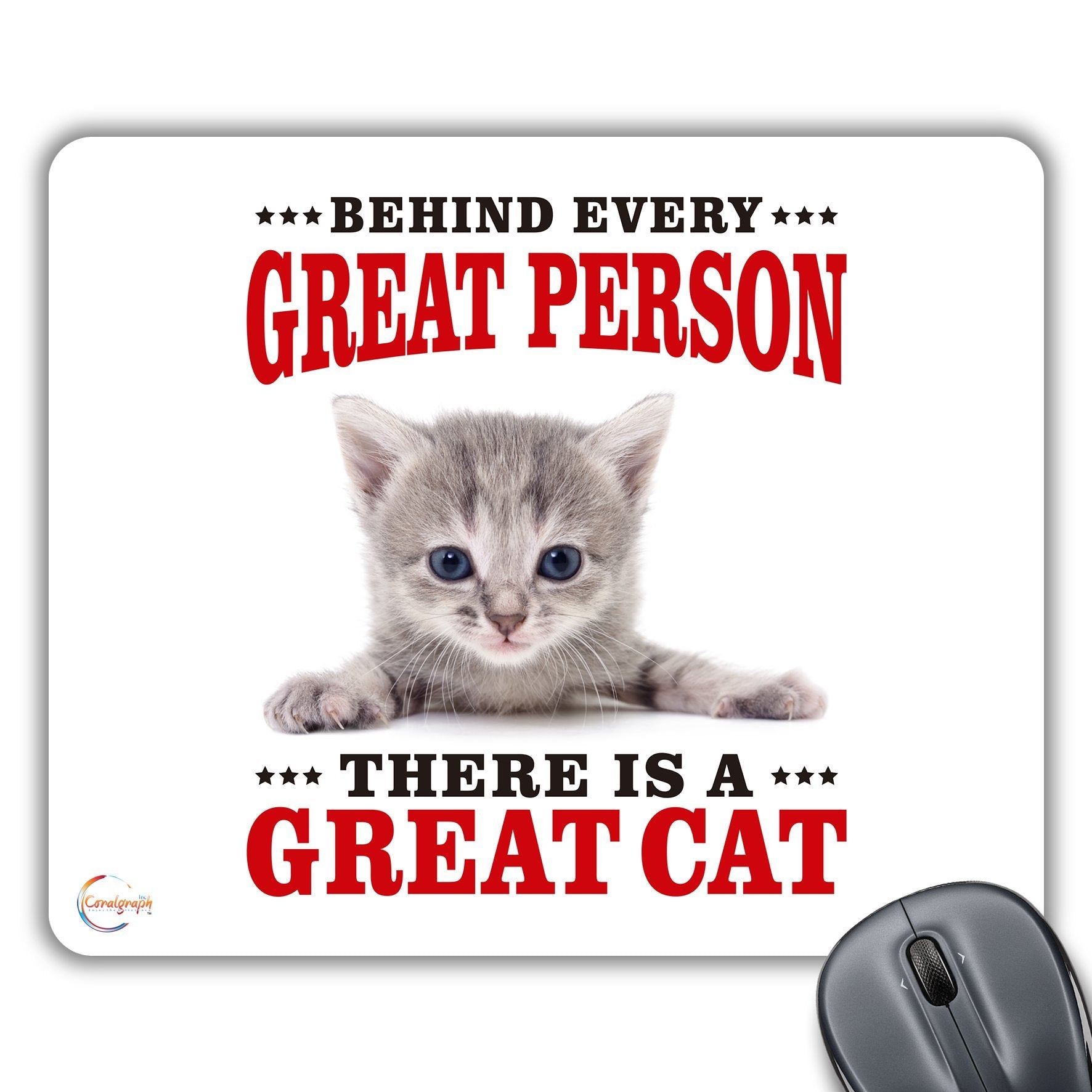 CP617 Behind Every Great Person There is A Great Cat Novelty Gift Printed PC Laptop Computer Mouse Mat Pad