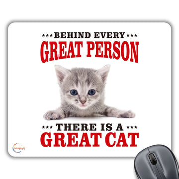 CP617 Behind Every Great Person There is A Great Cat Novelty Gift Printed PC Laptop Computer Mouse Mat Pad