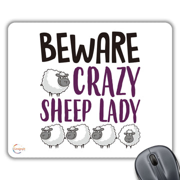 CP519 Beware Crazy Sheep Lady Novelty Gift Printed PC Laptop Computer Mouse Mat Pad