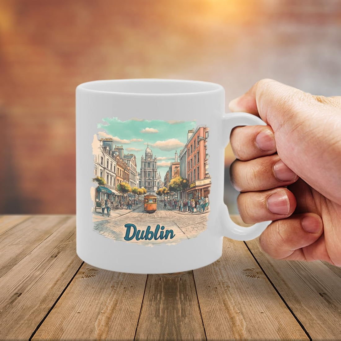11Oz Dishwasher-Safe Ceramic  Featuring Popular Cities & Capitals From Europe And Around The World (Dublin) - Funny Printed Coffee Mug - Great Gift Idea