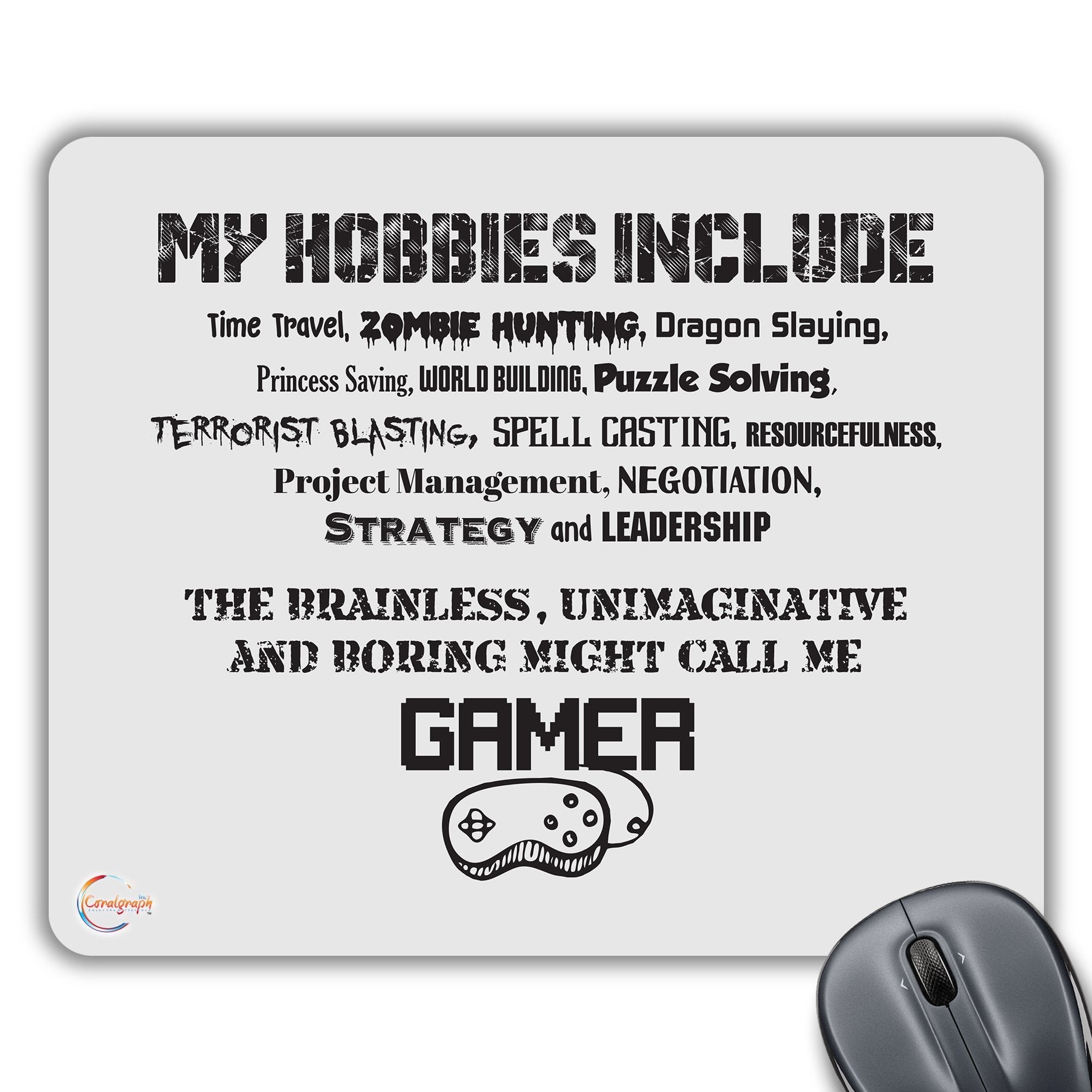 CP377 Gammer Funny Hobbies Novelty Gift Printed PC Laptop Computer Mouse Mat Pad