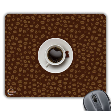 CP224 Love Heart Coffee Cup & Beans Novelty Gift Printed PC Laptop Computer Mouse Mat Pad