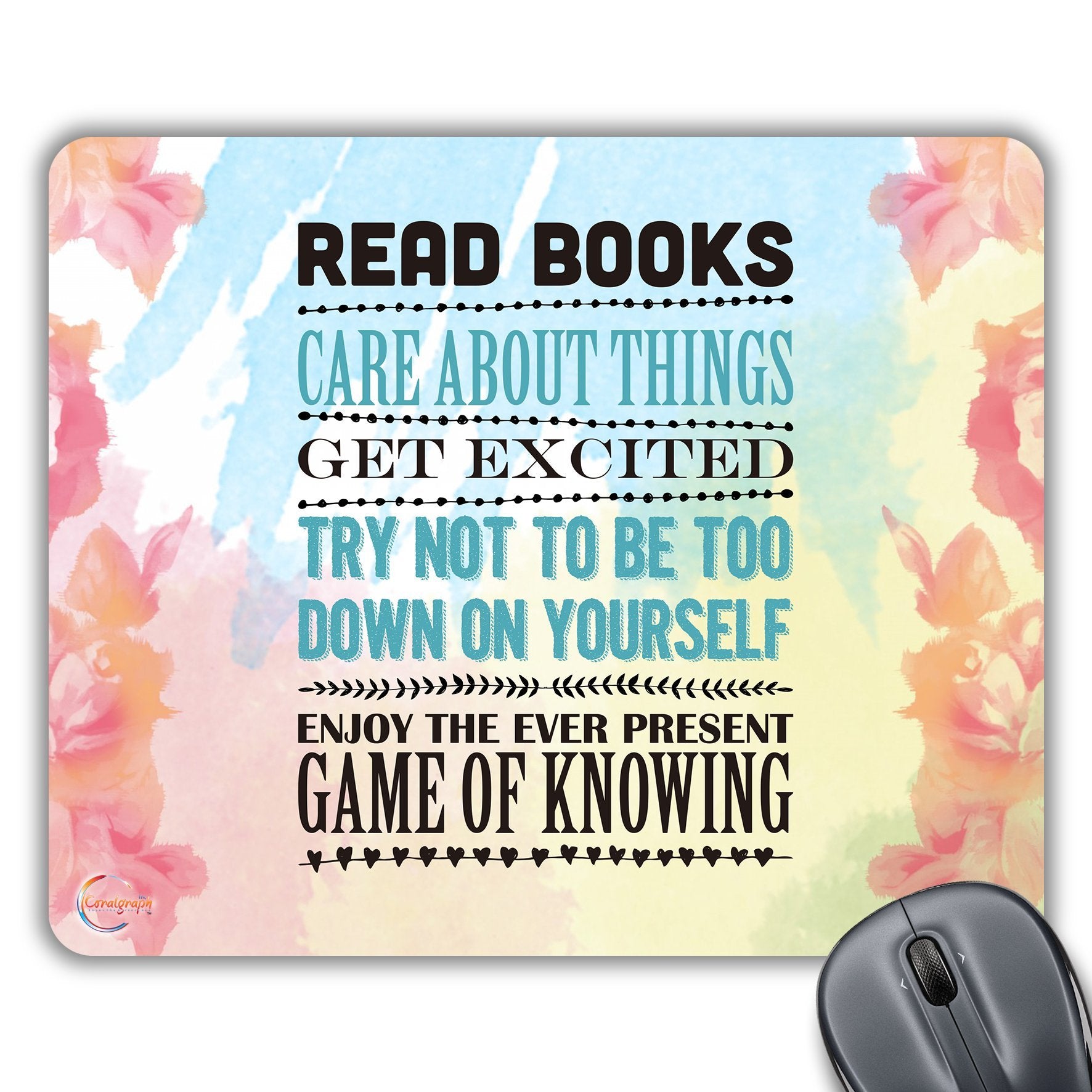 CP428 Read Books Care About Things GET Excited Novelty Gift Printed PC Laptop Computer Mouse Mat Pad
