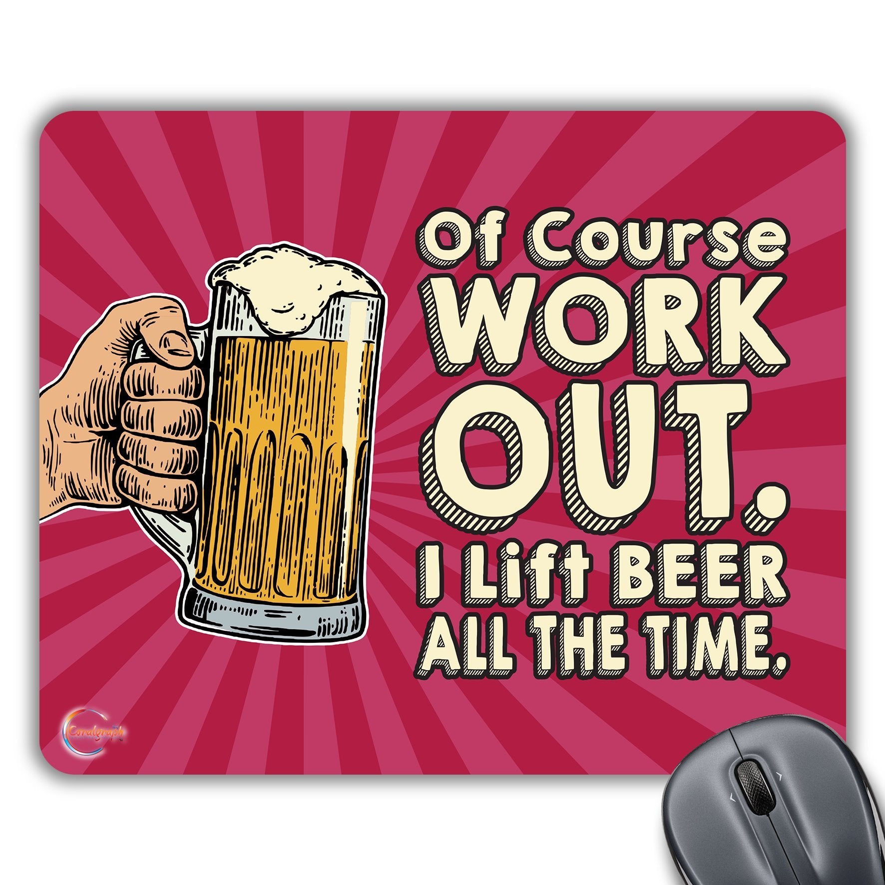 CP188 Very Funny Beer Workout Novelty Gift Printed PC Laptop Computer Mouse Mat Pad