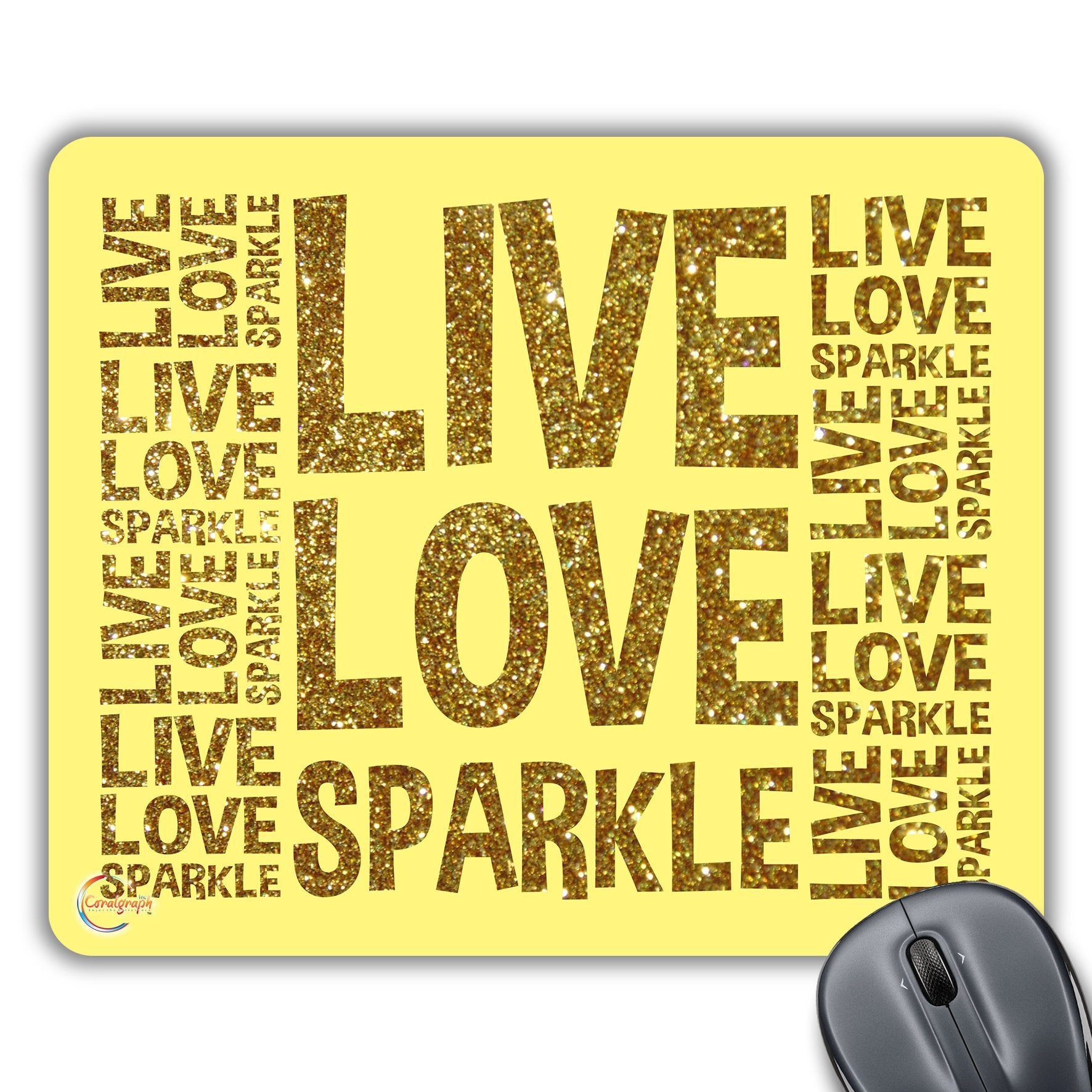 CP449 Live Love Sparkle Novelty Gift Printed PC Laptop Computer Mouse Mat Pad