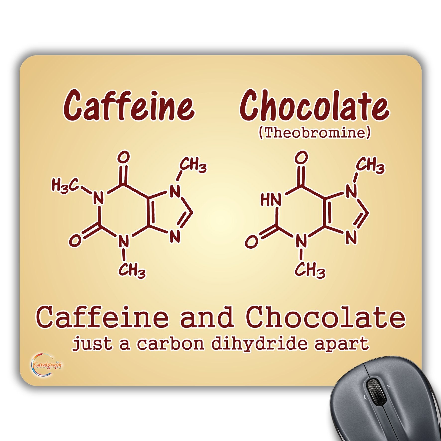 CP093 Caffeine Chocolate Chemestry Novelty Gift Printed PC Laptop Computer Mouse Mat Pad