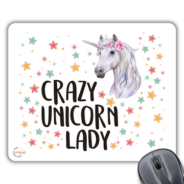 CP623 Crazy Unicorn Lady Novelty Gift Printed PC Laptop Computer Mouse Mat Pad