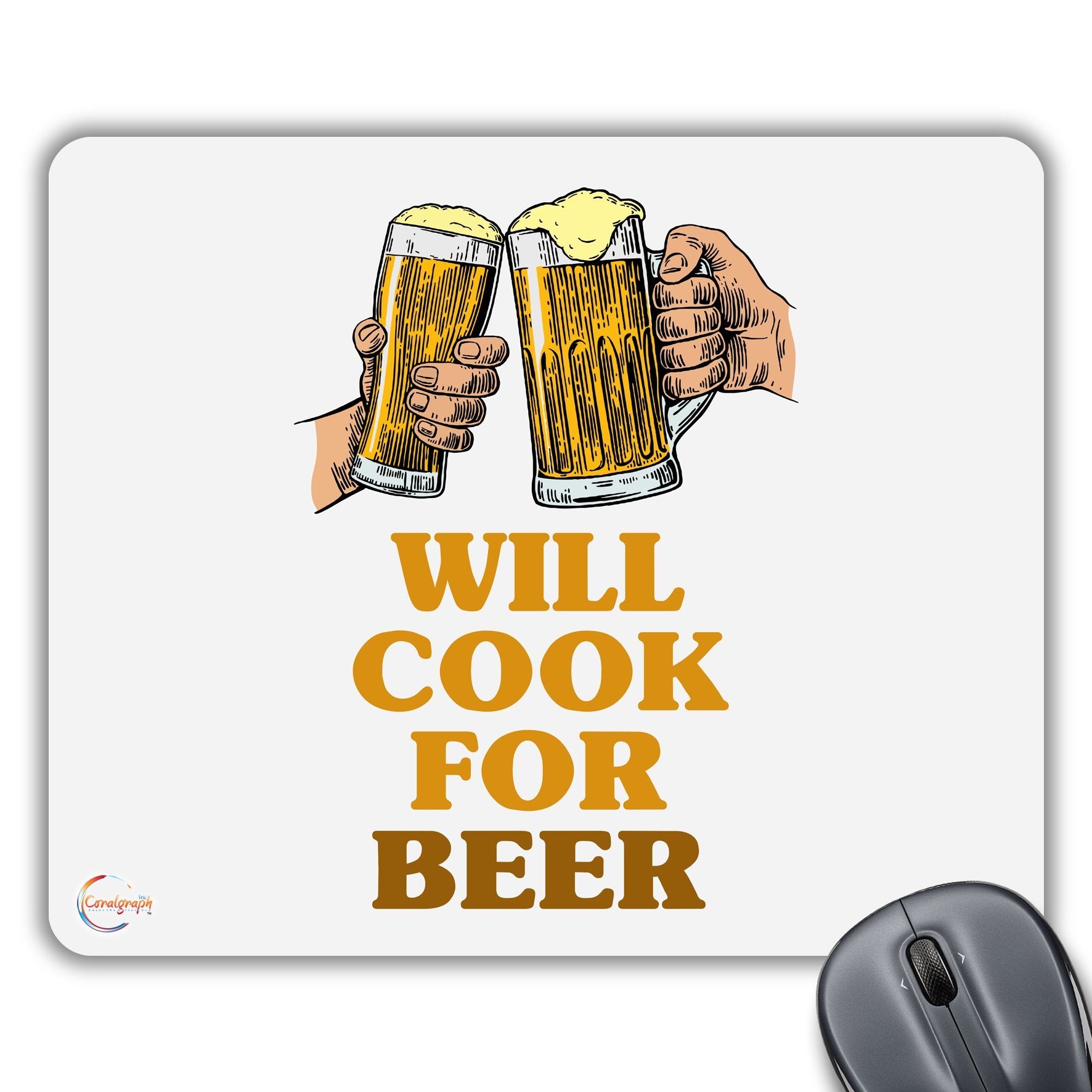 CP177 Will Cook for B**r Novelty Gift Printed PC Laptop Computer Mouse Mat Pad